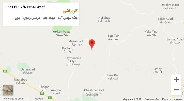 روستای کاریزاشور بر روی نقشه