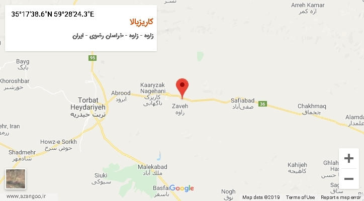 روستای کاریزبالا بر روی نقشه