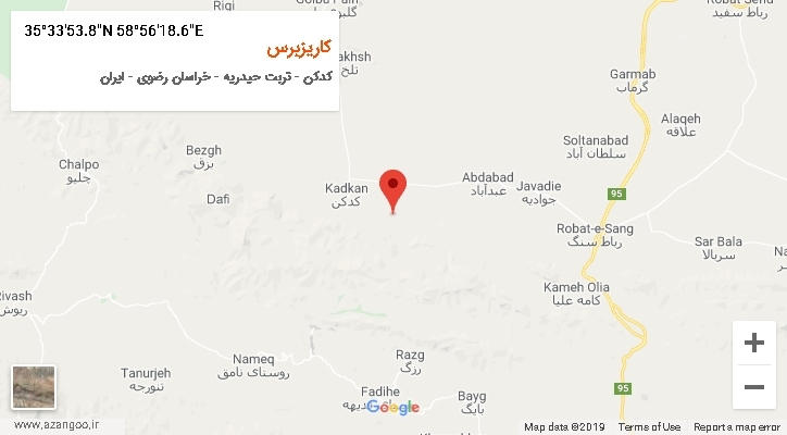 روستای کاریزبرس بر روی نقشه