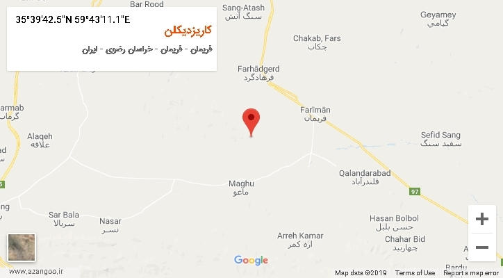 روستای کاریزدیکلن بر روی نقشه