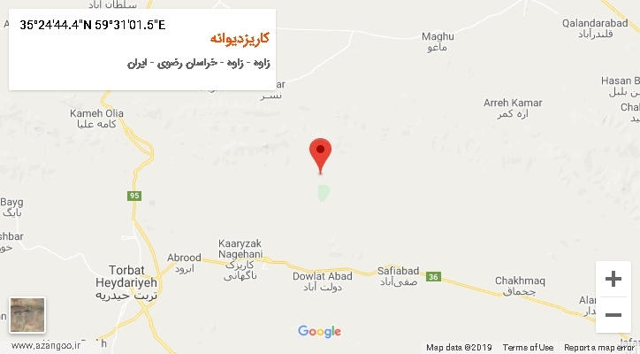 روستای کاریزدیوانه بر روی نقشه