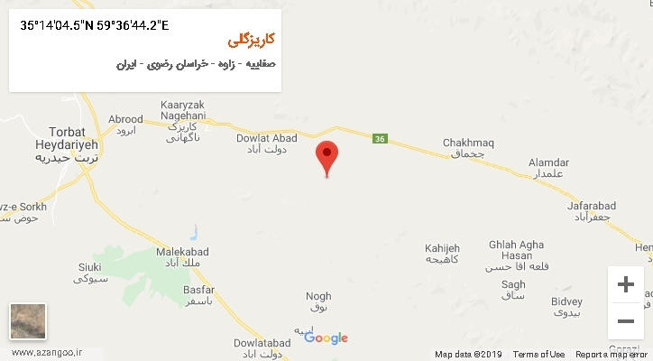 روستای کاریزگلی بر روی نقشه