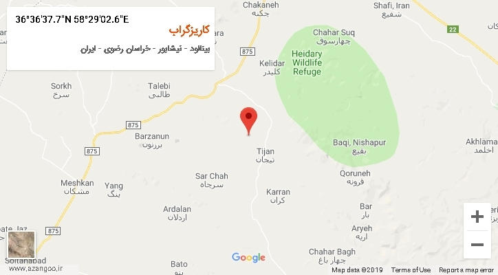 روستای کاریزگراب بر روی نقشه