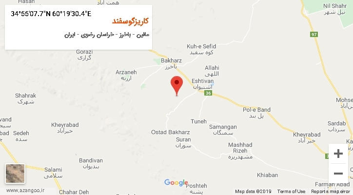روستای کاریزگوسفند بر روی نقشه