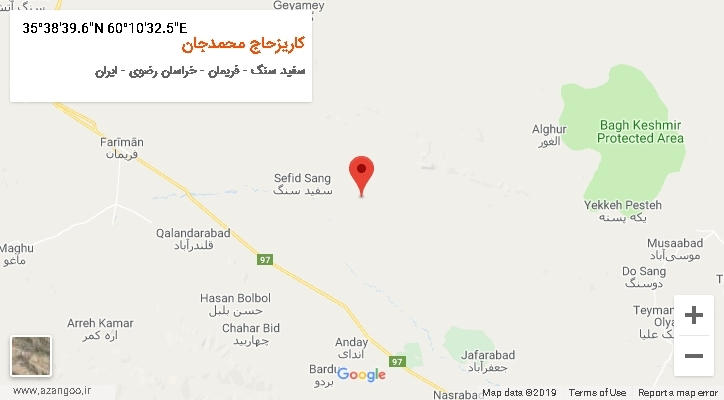 روستای کاریزحاج محمدجان بر روی نقشه