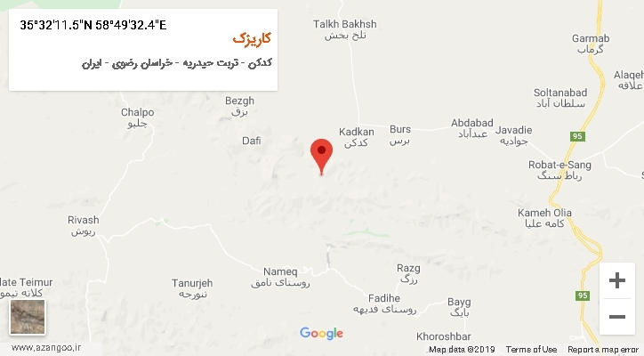 روستای کاریزک بر روی نقشه