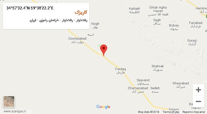 روستای کاریزک بر روی نقشه