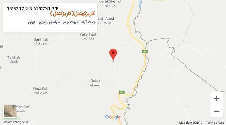 روستای کاریزکهندل(کاریزکندل) بر روی نقشه