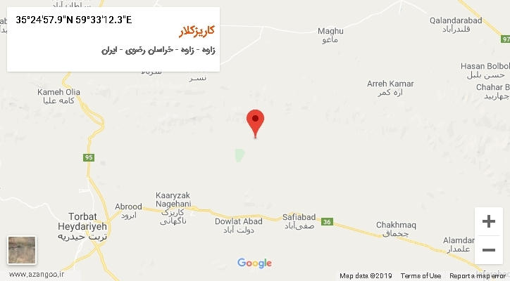 روستای کاریزکلار بر روی نقشه