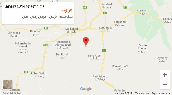 روستای کاریزمه بر روی نقشه