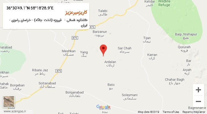 روستای کاریزمیرعزیز بر روی نقشه