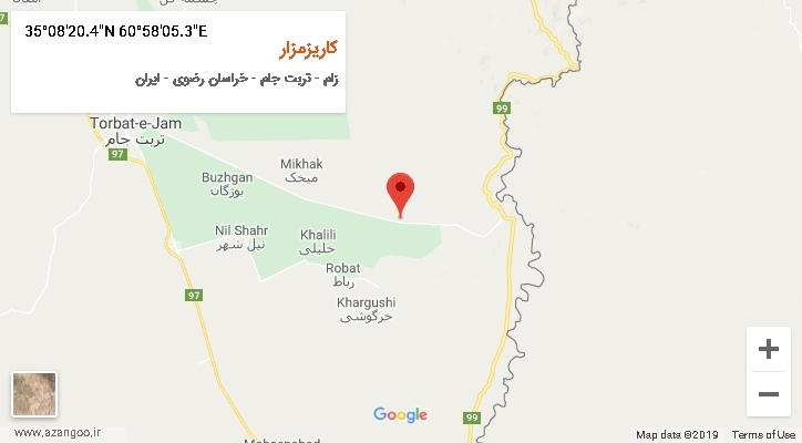 روستای کاریزمزار بر روی نقشه