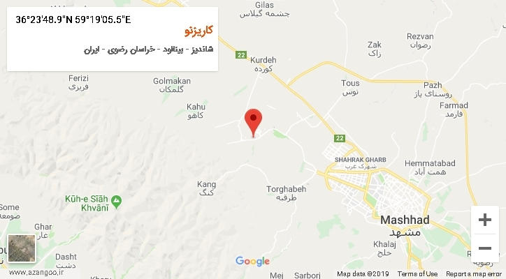 روستای کاریزنو بر روی نقشه