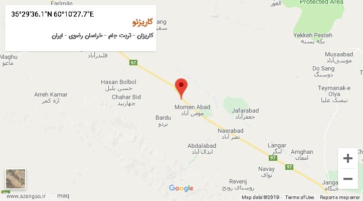 روستای کاریزنو بر روی نقشه