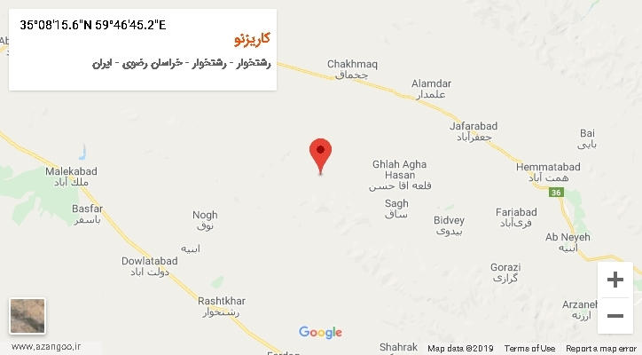 روستای کاریزنو بر روی نقشه