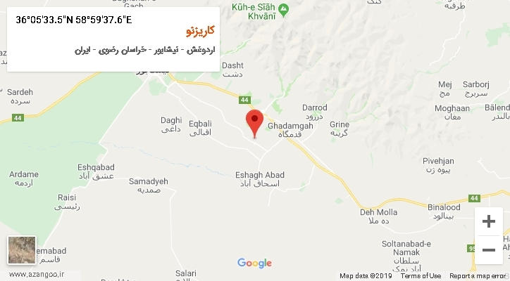 روستای کاریزنو بر روی نقشه