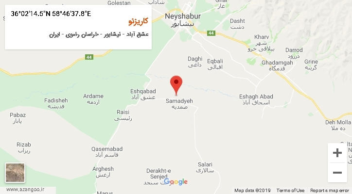 روستای کاریزنو بر روی نقشه