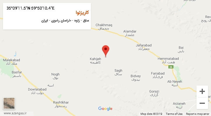 روستای کاریزنوا بر روی نقشه