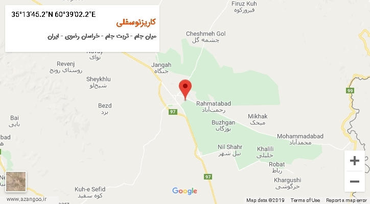 روستای کاریزنوسفلی بر روی نقشه