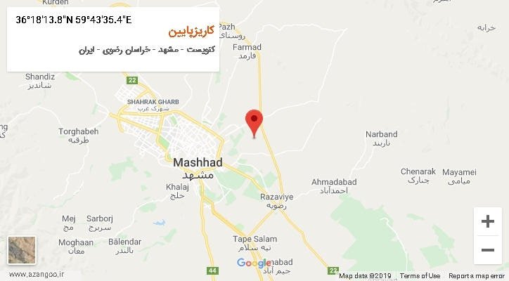 روستای کاریزپایین بر روی نقشه