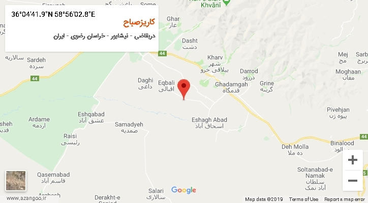 روستای کاریزصباح بر روی نقشه