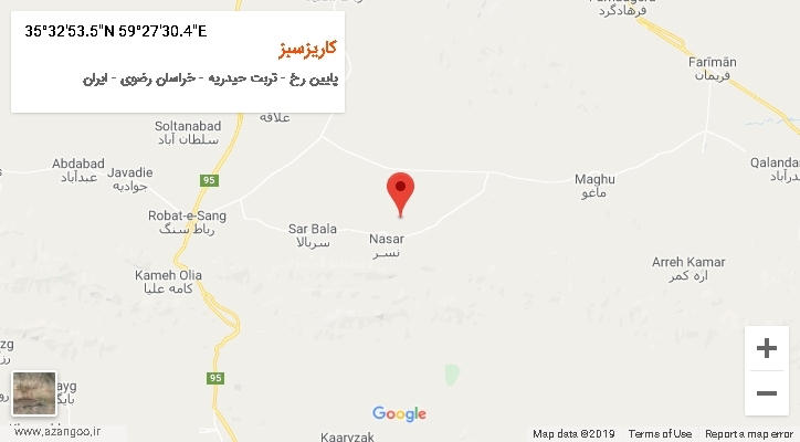 روستای کاریزسبز بر روی نقشه