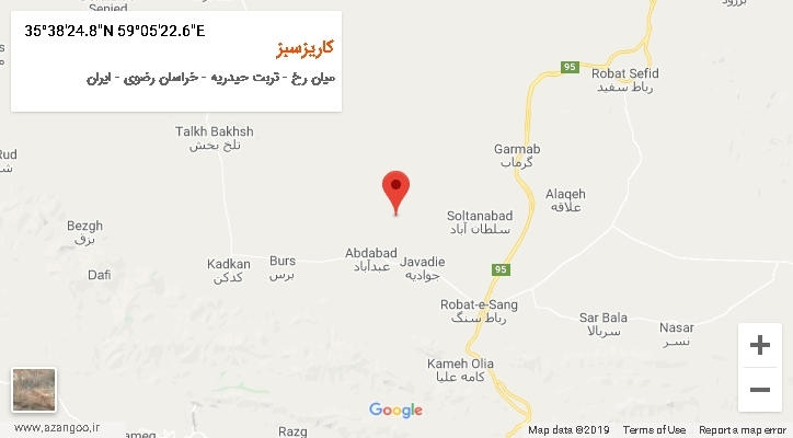 روستای کاریزسبز بر روی نقشه