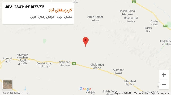 روستای کاریزسلطان آباد بر روی نقشه