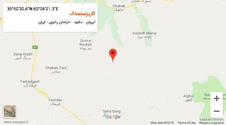 روستای کاریزسنجدک بر روی نقشه