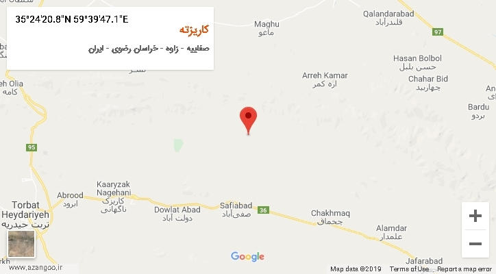روستای کاریزته بر روی نقشه