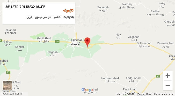 روستای کاژعونه بر روی نقشه