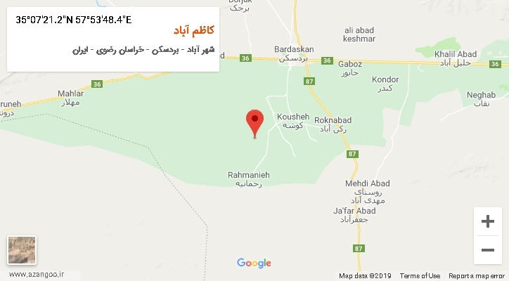 روستای کاظم آباد بر روی نقشه