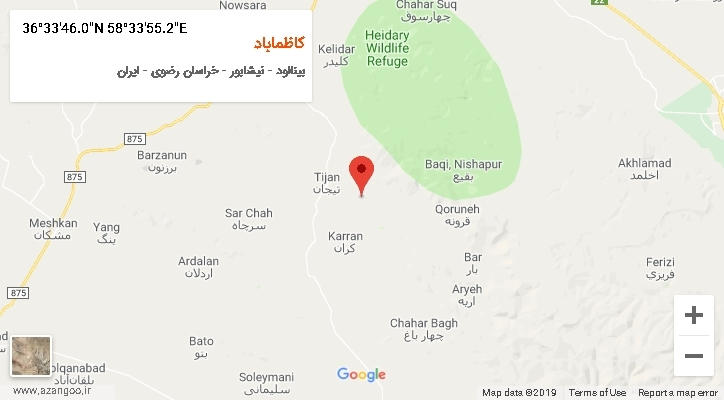 روستای کاظماباد بر روی نقشه
