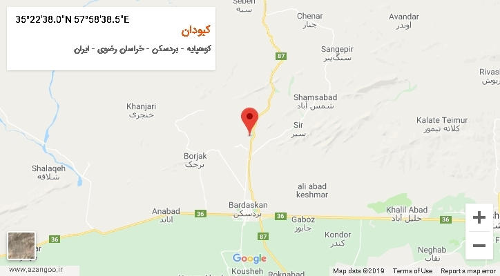 روستای کبودان بر روی نقشه