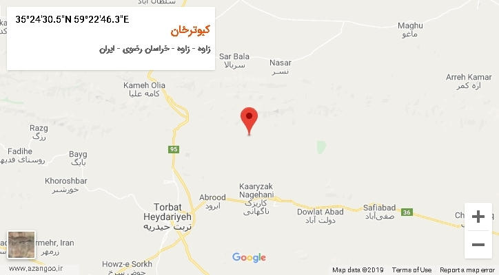 روستای کبوترخان بر روی نقشه