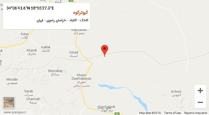 روستای کبوترکوه بر روی نقشه