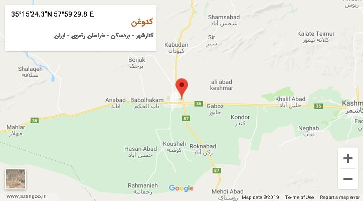 روستای کدوغن بر روی نقشه