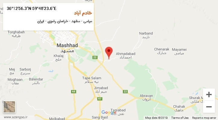 روستای خادم آباد بر روی نقشه