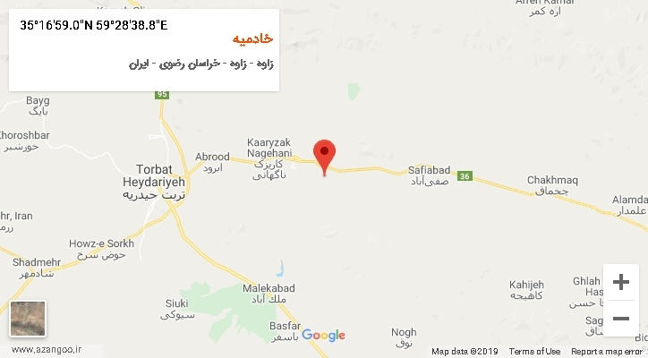 روستای خادمیه بر روی نقشه