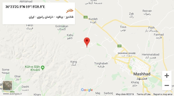 روستای خادر بر روی نقشه