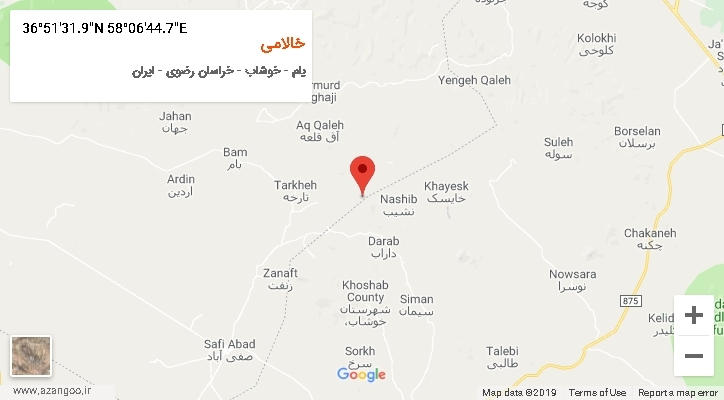 روستای خالامی بر روی نقشه