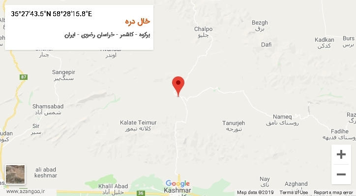 روستای خال دره بر روی نقشه