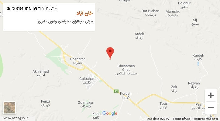 روستای خان آباد بر روی نقشه