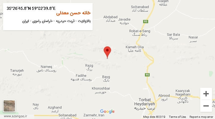 روستای خانه حسن معدلی بر روی نقشه