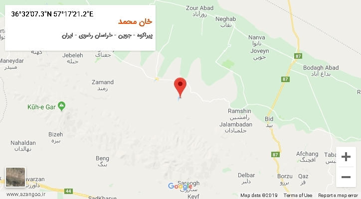 روستای خان محمد بر روی نقشه