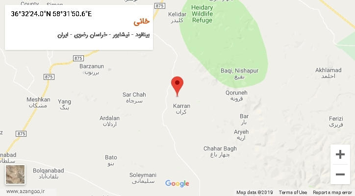 روستای خانی بر روی نقشه