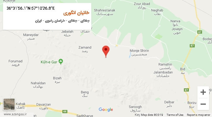 روستای خانیان انگوری بر روی نقشه