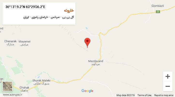 روستای خارونه بر روی نقشه