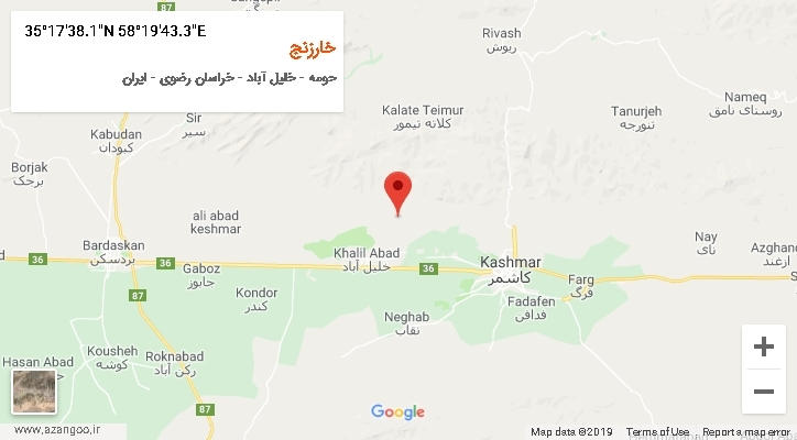 روستای خارزنج بر روی نقشه