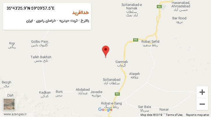 روستای خداافرید بر روی نقشه